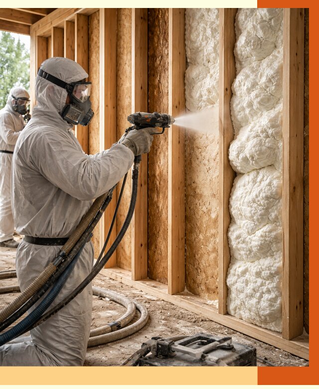 Утепление каркасного дома ППУ в Топках от 2837 руб./м2 — работа под ключ | ТепломастерТпк