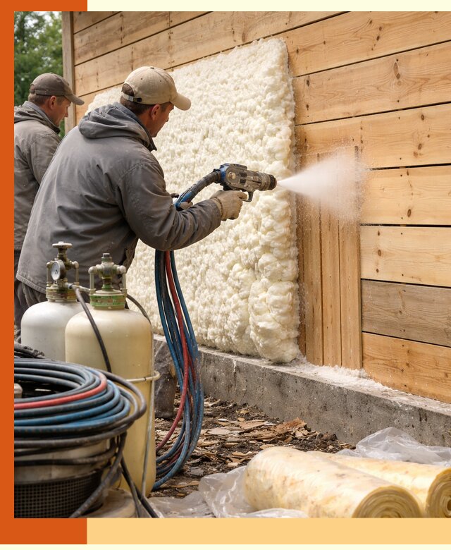 Утепление деревянного дома пенополиуретаном в Топках