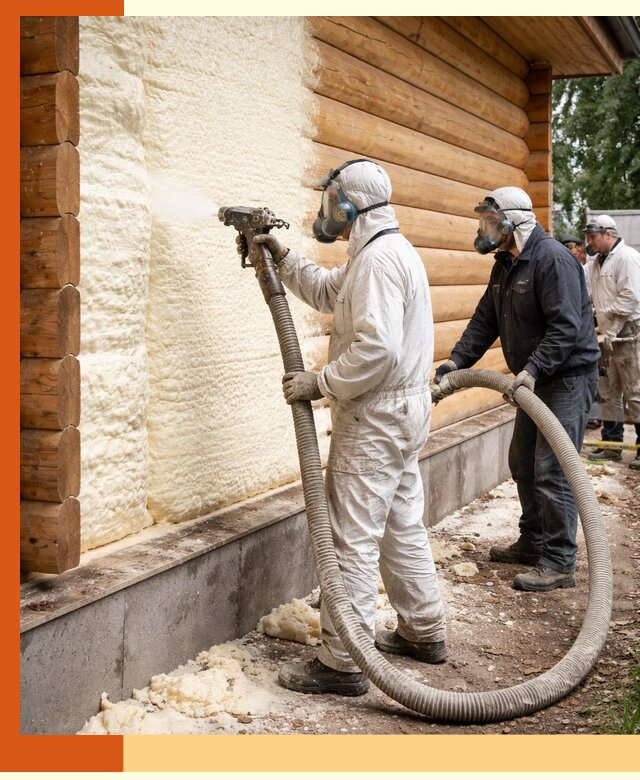 Утепление дома из бруса пенополиуретаном в Топках