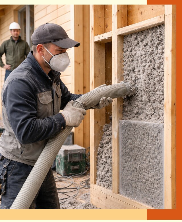 Утепление дома из бруса эковатой в Топках от 1875 руб/м2 | ТепломастерТпк