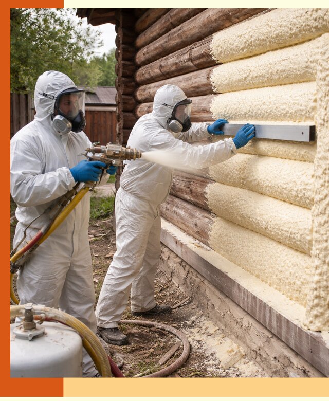 Утепление бревенчатого дома ППУ в Топках эффективной изоляцией