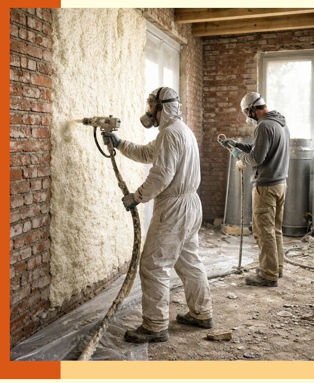 Утепление кирпичного дома пенополиуретаном в Топках