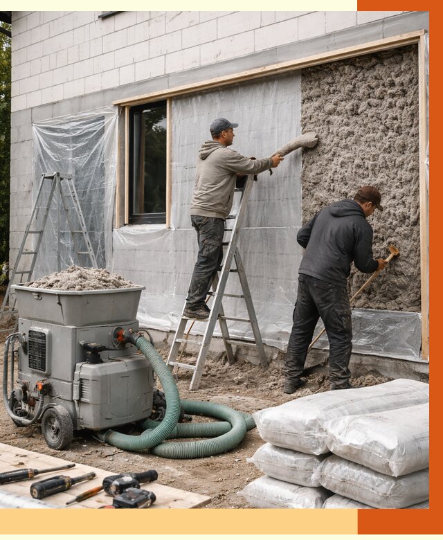 Утепление дома из газобетона эковатой в Топках от 4560 руб./м2 | ТепломастерТпк