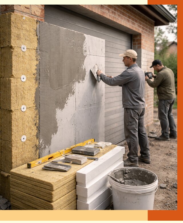 Утепление гаража снаружи в Топках от 4256 руб. за м2 — наружное утепление под ключ | ТепломастерТпк