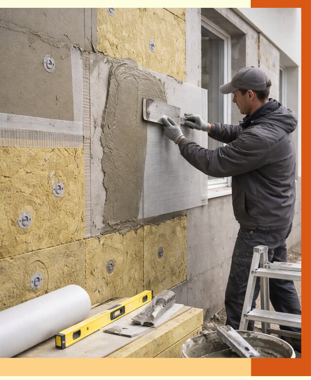 Утепление фасада под штукатурку в Топках от 4256 руб/м2 — монтаж пенопластом и минватой | ТепломастерТпк