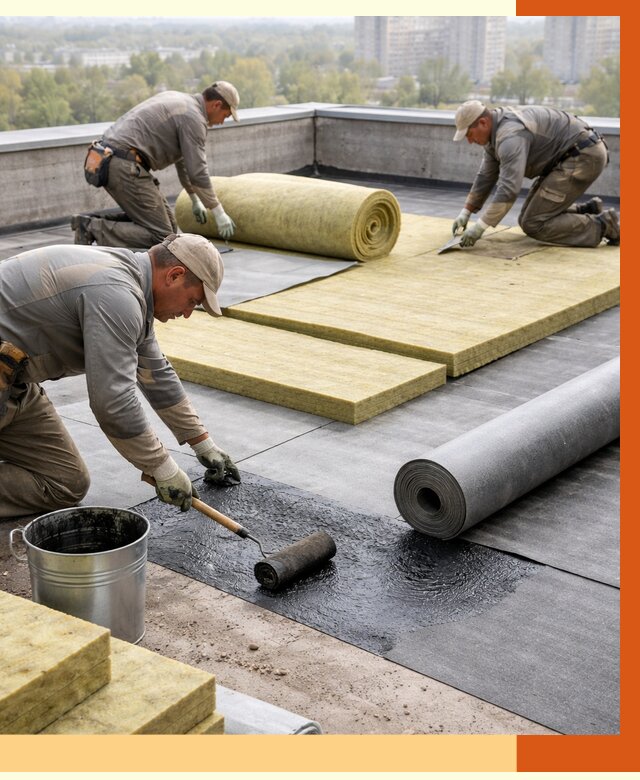 Утепление плоской крыши в Топках от 7296 руб./м2 под ключ | ТепломастерТпк