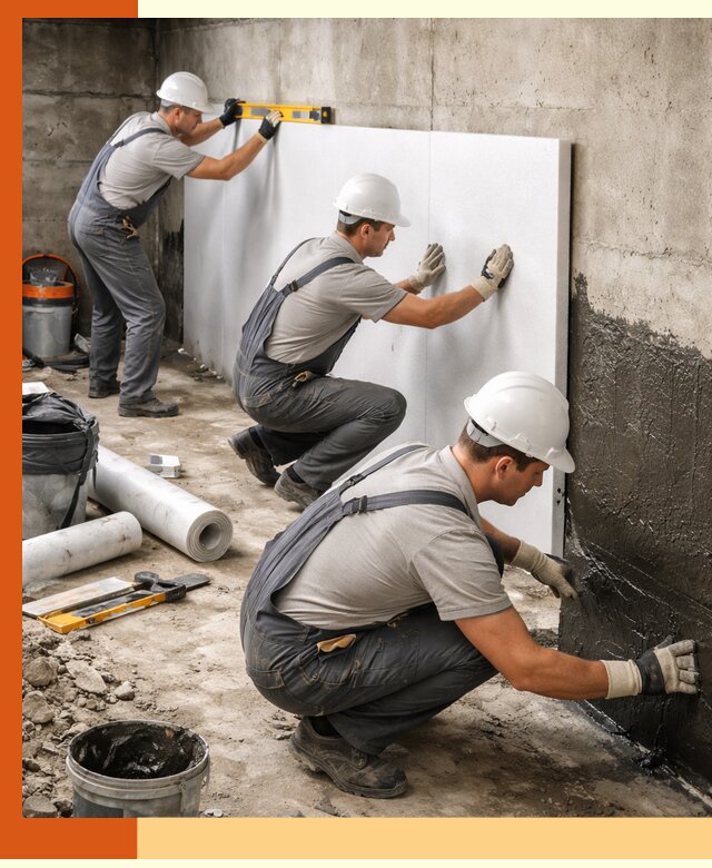 Утепление фундамента изнутри профессионально в Топках