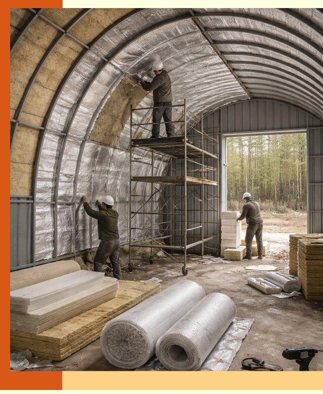 Утепление арочного ангара под ключ в Топках