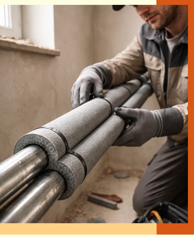 Утепление труб отопления в Топках от 2888 руб. за м² — услуги под ключ | ТепломастерТпк