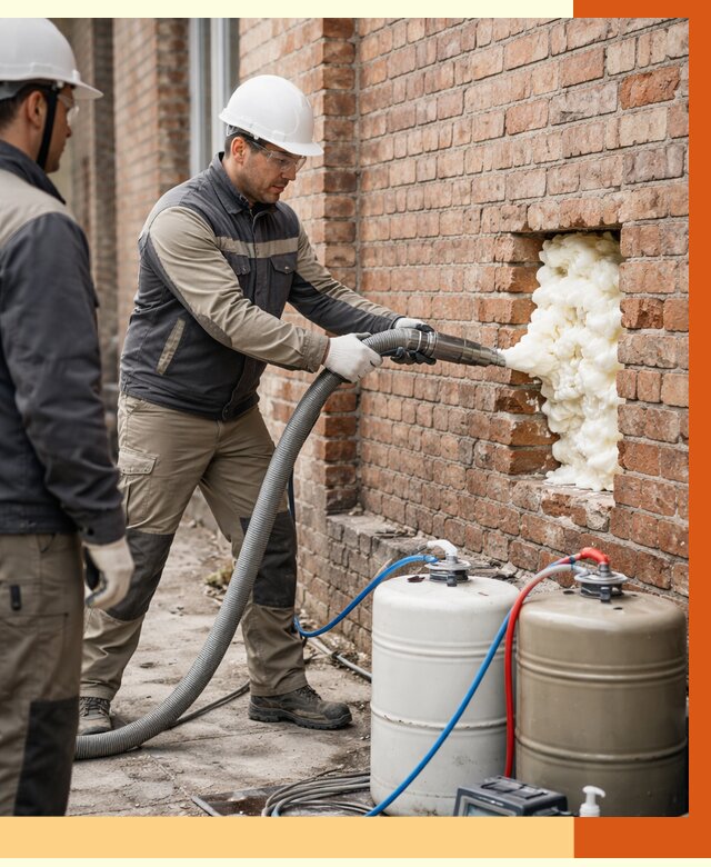 Заливка ППУ в пустоты кирпичной стены в Топках от 2787 руб. | ТепломастерТпк