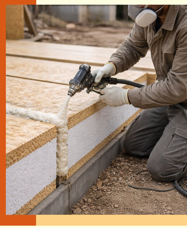 Утепление СИП-панелей пенополиуретаном (ППУ) в Топках