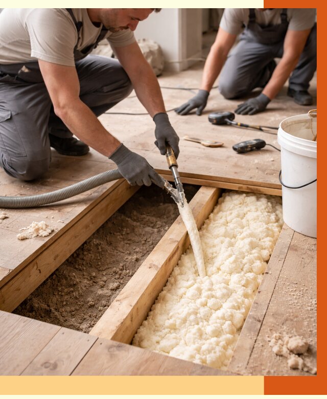 Заполнение пустот пола в Топках от 2736 руб. — утепление пустот пола под ключ | ТепломастерТпк