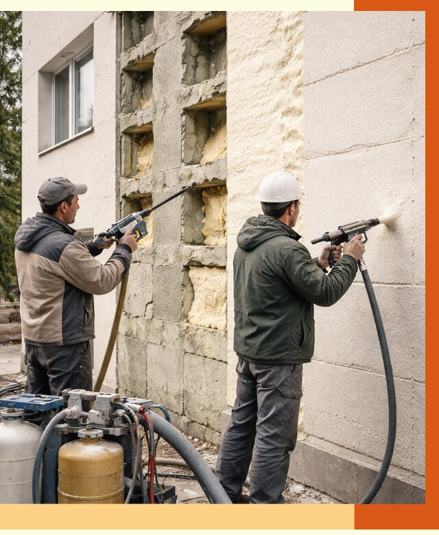 Заполнение пустот фасада в Топках от 4560 руб. — утепление пустот облицовки | ТепломастерТпк