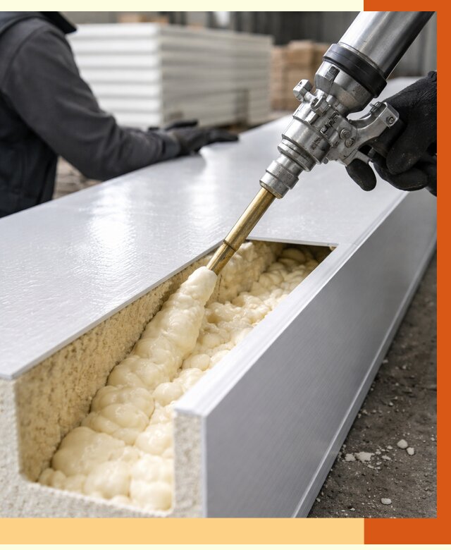 Заполнение пустот холодильных панелей в Топках от 7600 руб. | ТепломастерТпк