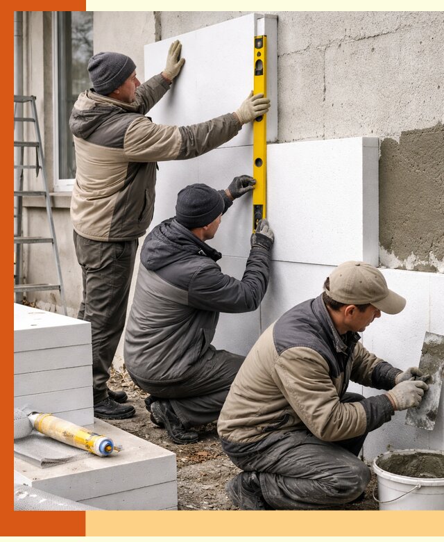 Утепление пенопластом наружных стен и фасадов в Топках