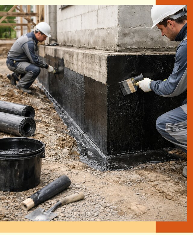 Гидроизоляция фундамента в Топках от 1267 руб. — профессионально, под ключ | ТепломастерТпк