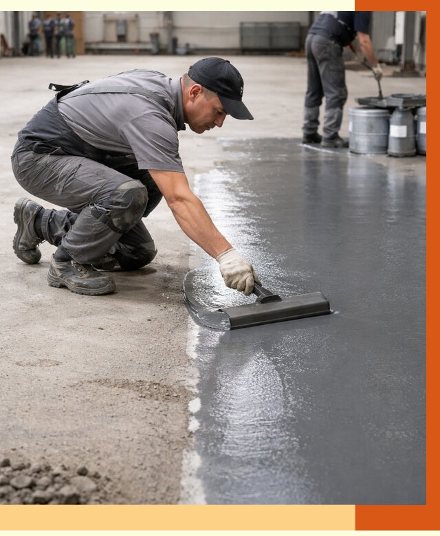 Гидроизоляция промышленного пола в Топках от 1216 руб./м2 — ТепломастерТпк специалисты под ключ