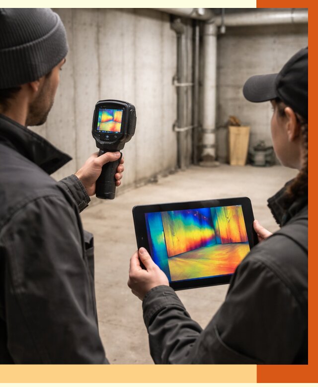 Тепловизионное обследование подвала в Топках от 4560 руб. — проверка гидроизоляции | ТепломастерТпк