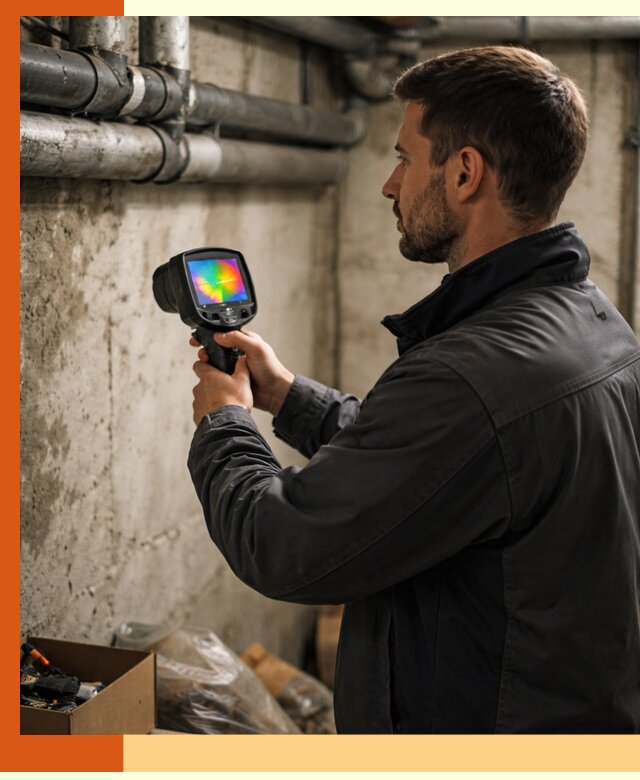 Тепловизионное обследование подвала в Топках для поиска утечек тепла