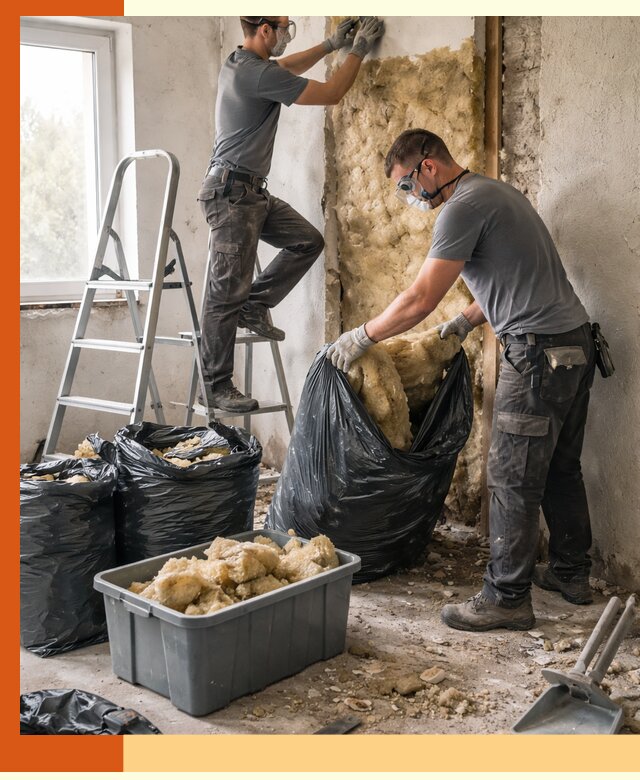 Демонтаж старого утеплителя и вывоз отходов в Топках