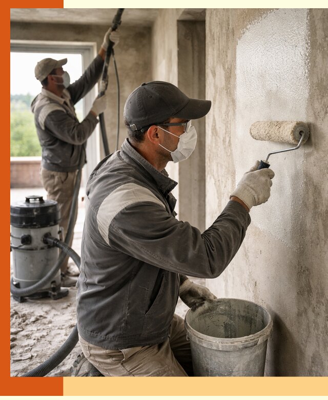 Подготовка поверхности под напыление утеплителя в Топках