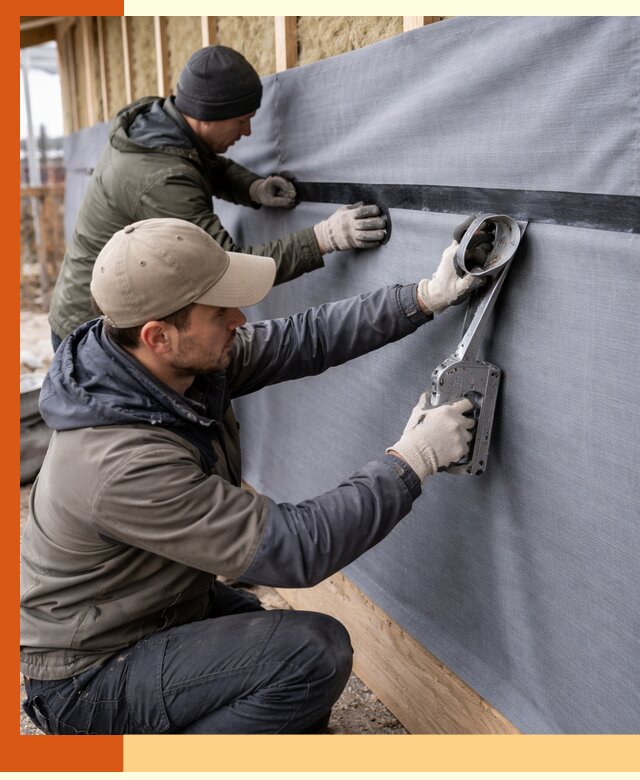 Монтаж ветроизоляции зданий и конструкций в Топках